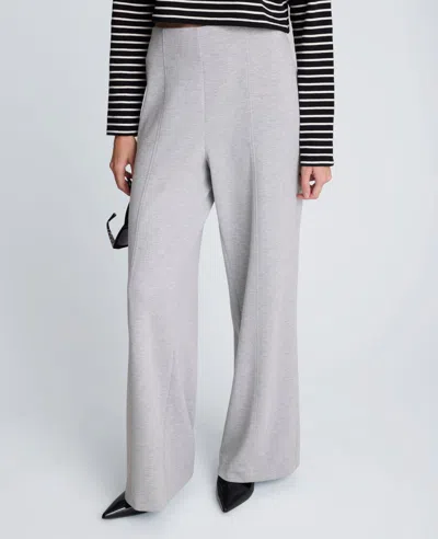 Kenneth Cole Scuba Knit High Rise Pull-on Wide Leg Pant In Gray