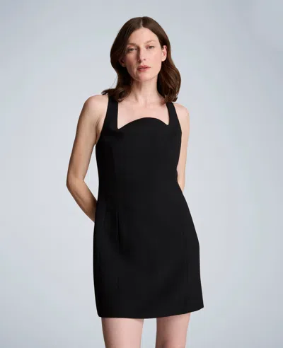 Kenneth Cole Sculpted Neck Mini Fit And Flare Dress In Black
