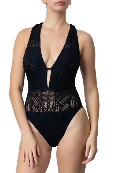 Kenneth Cole See You Swoon Plunge One Piece In Black