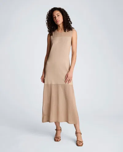 Kenneth Cole Semi Sheer Dress With Side Slits In Neutral