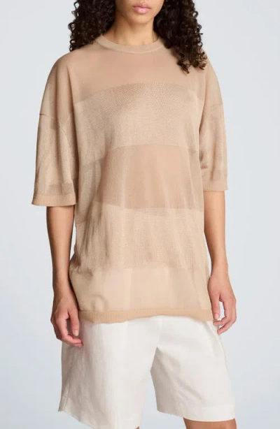 Kenneth Cole Semisheer Metallic Sweater In Brown