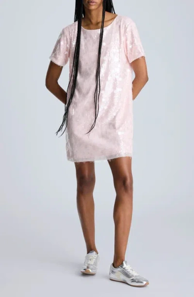 Kenneth Cole Sequin & Paillette T-shirt Minidress In Rose
