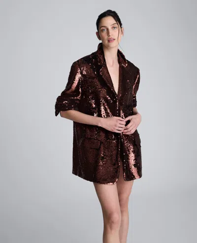 Kenneth Cole Sequin Boyfriend Jacket In Burgundy