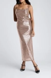 Kenneth Cole Sequin Cowl Neck Midi Slipdress In Pink