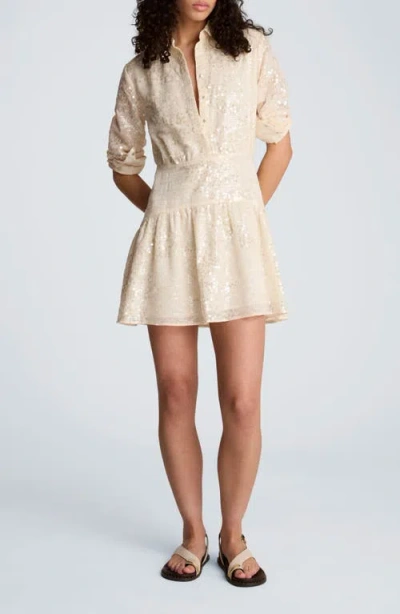 Kenneth Cole Sequin Flare Long Sleeve Mini Shirtdress In Pattern