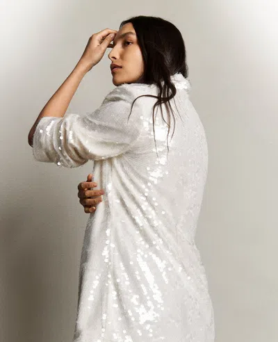 Kenneth Cole Sequin Notch Collar Topper In Kc White