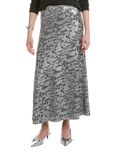 Kenneth Cole Sequin Side Zip Drama Maxi Skirt In Gray