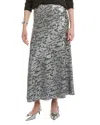 Kenneth Cole Sequin Side Zip Drama Maxi Skirt In Silver