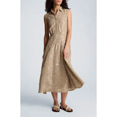 Kenneth Cole Sequin Sleeveless Midi Shirtdress In Multi