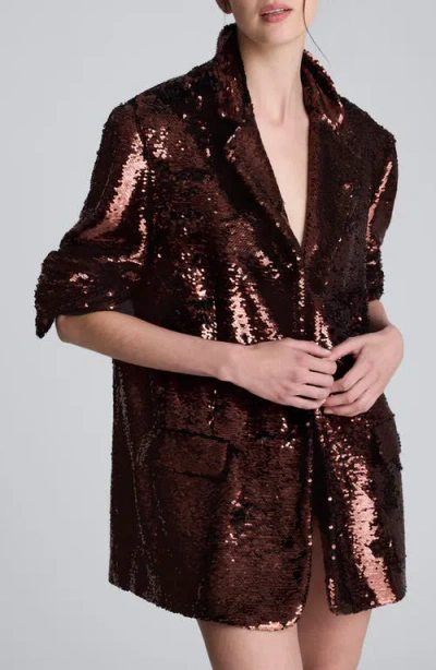 Kenneth Cole Sequin Boyfriend Jacket In Burgundy