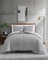 Kenneth Cole Serenity Wavy Lines Comforter Set In Gray