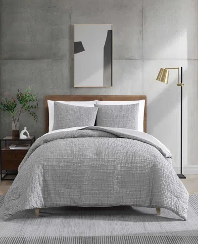 Kenneth Cole Serenity Wavy Lines Comforter Set In Gray