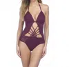Kenneth Cole Sexy Solid Push Up Cut Out One Piece Swimsuit In Burgundy