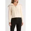 Kenneth Cole Shaker Stitch Quarter Zip Sweater In Neutral