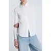 Kenneth Cole Shaped Cotton Blend Button-up Shirt In White