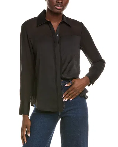 Kenneth Cole Sheer Button Top In Black