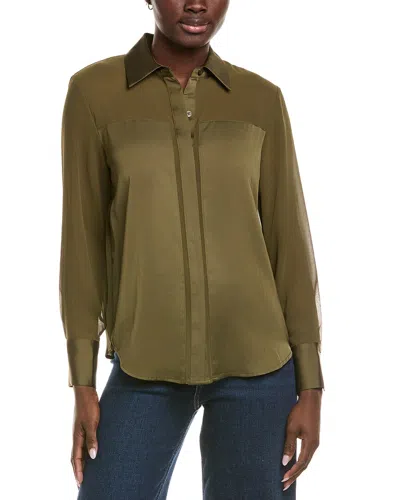 Kenneth Cole Sheer Button Top In Green