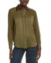 Kenneth Cole Sheer Button Top In Brown