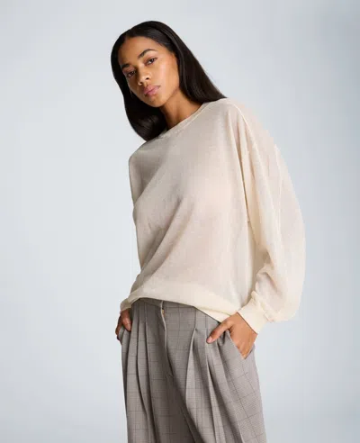 Kenneth Cole Sheer Crew Neck Sweatshirt In Neutral