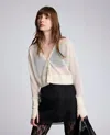 Kenneth Cole Sheer Cropped Cardigan With Saddle Shoulders In Neutral