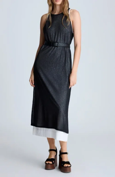 Kenneth Cole Sheer Layer Midi Dress In Blue