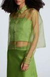 Kenneth Cole Sheer Organza Button-up Shirt In Green