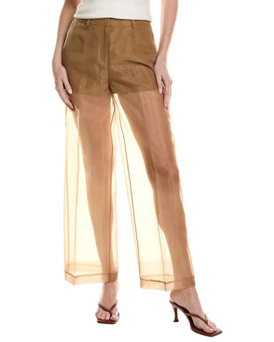 Kenneth Cole Sheer Organza Wide Leg Pant In Brown