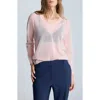 Kenneth Cole Sheer Oversize V-neck Sweater In Rose