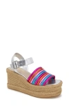 Kenneth Cole Shelby Espadrille Wedge Sandal In Metallic Multi Pu