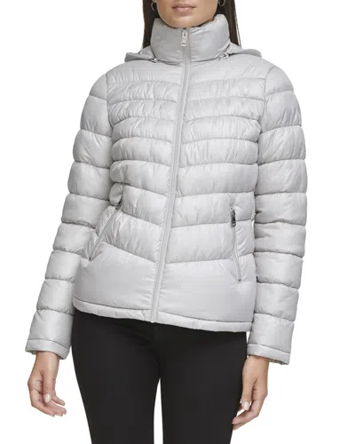 Kenneth Cole Short Puffer Coat In White