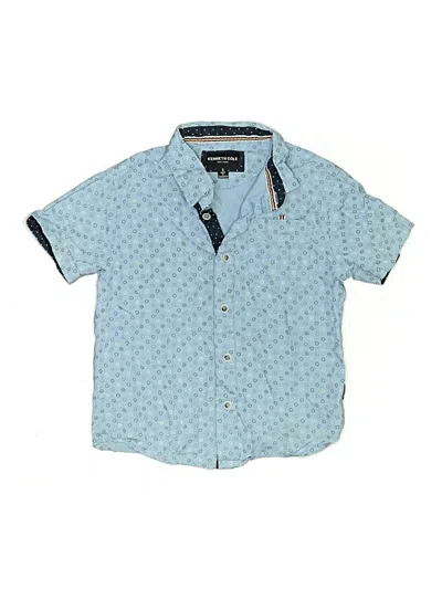 Pre-owned Kenneth Cole Kids' Short Sleeve Button Down Shirt In Blue