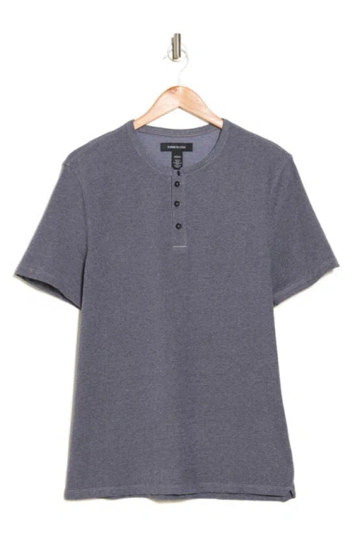 Kenneth Cole Short Sleeve Henley In Gray