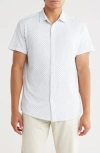 Kenneth Cole Short Sleeve Knit Button-up Golf Shirt In White