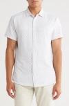 Kenneth Cole Short Sleeve Knit Button-up Golf Shirt In White