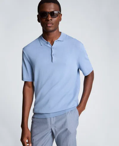 Kenneth Cole Short Sleeve Polo Sweater In Blue