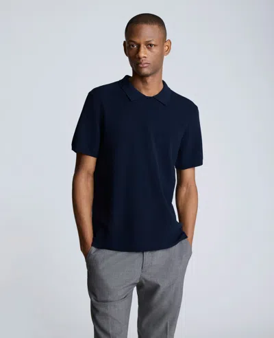 Kenneth Cole Short Sleeve Polo Sweater In Navy