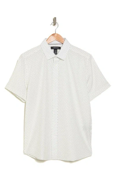 Kenneth Cole Short Sleeve Sport Shirt In White/ Green