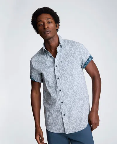 Kenneth Cole Short Sleeve Sport Shirt With Chest Pocket In Gray