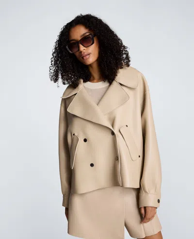 Kenneth Cole Short Trench With Snap Front In Neutral
