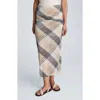 Kenneth Cole Pull On Side Ruched Midi Skirt In Brown