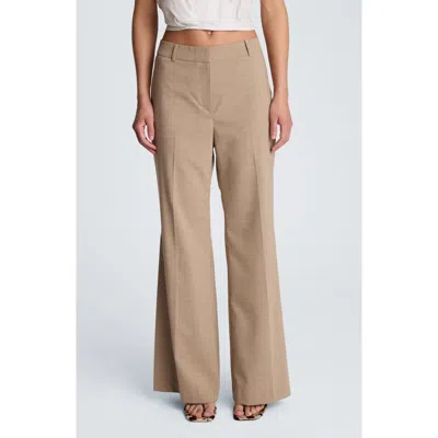 Kenneth Cole Side Slit Flare Pants In Mesa Taupe/ White