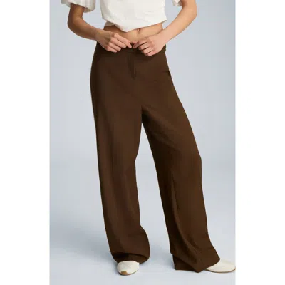 Kenneth Cole Side Stripe Wide Leg Pants In Brown