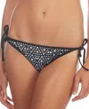 Kenneth Cole Side Tie Bikini Swim Bottom In Kkc Black White In Multi
