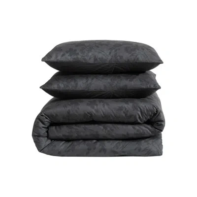 Kenneth Cole Silhouette Floral Charcoal Comforter Bonus Set In Black