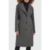 Kenneth Cole Single Breasted Textured Double Faced Wool Blend Coat