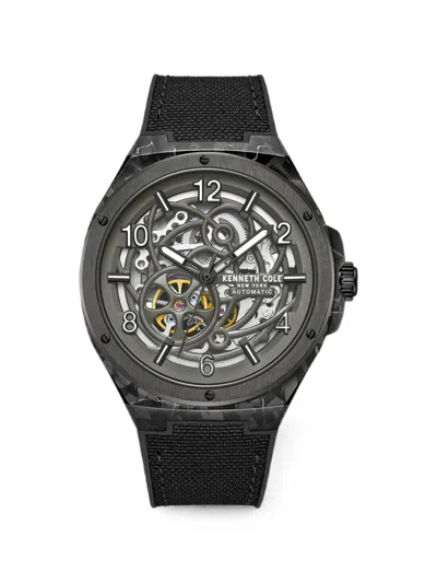 Kenneth Cole Skeleton 44mm Watch In Black