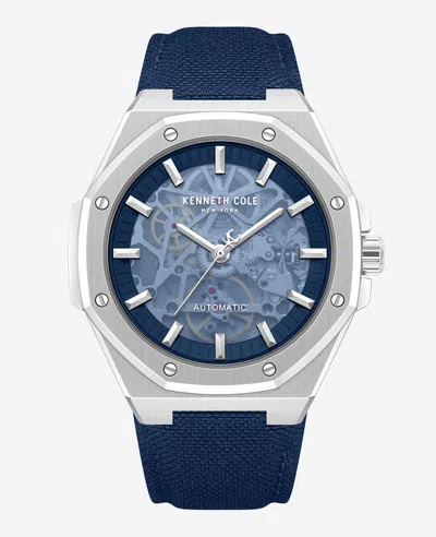 Kenneth Cole Skeleton Automatic Blue Dial Nylon Strap Watch