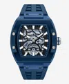 Kenneth Cole Skeleton Automatic Blue Silicone Strap Watch