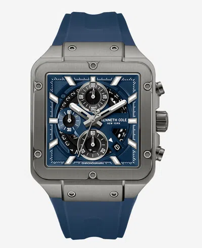 Kenneth Cole Skeleton Automatic Blue Silicone Strap Watch