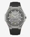 Kenneth Cole Skeleton Automatic Nylon Strap Watch In Black